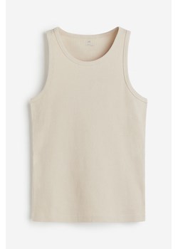 H & M - Prążkowana koszulka Slim Fit - Beżowy ze sklepu H&M w kategorii Bluzki damskie - zdjęcie 172025207