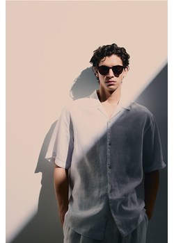 H & M - Lniana koszula z krótkim rękawem Relaxed Fit - Biały ze sklepu H&M w kategorii Koszule męskie - zdjęcie 172025295