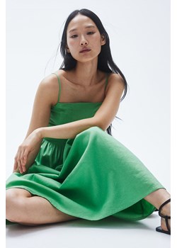 H & M - Sukienka midi z domieszką lnu - Zielony ze sklepu H&M w kategorii Sukienki - zdjęcie 172025315