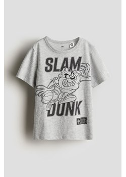 H & M - Bawełniany T-shirt z nadrukiem - Szary ze sklepu H&M w kategorii T-shirty chłopięce - zdjęcie 172025376