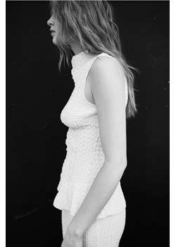 H & M - Strukturalny top z baskinką - Biały ze sklepu H&M w kategorii Bluzki damskie - zdjęcie 172025419