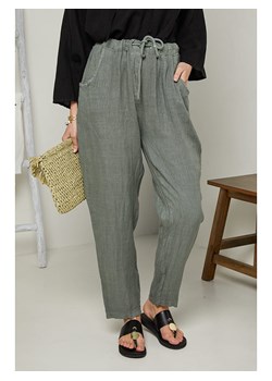Rodier Lin Lniane spodnie w kolorze oliwkowym ze sklepu Limango Polska w kategorii Spodnie damskie - zdjęcie 172027207