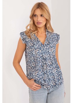 Letnia bluzka w kwiaty z falbankami - niebieska ze sklepu 5.10.15 w kategorii Bluzki damskie - zdjęcie 172027748