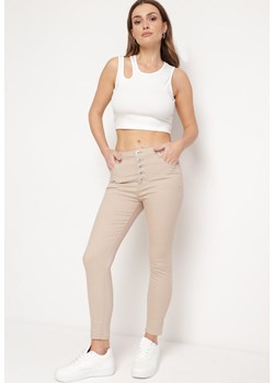 Beżowe Spodnie Skinny Kyllienne ze sklepu Born2be Odzież w kategorii Spodnie damskie - zdjęcie 172030317