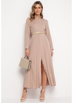 Beżowa Sukienka Controllable ze sklepu Born2be Odzież w kategorii Sukienki - zdjęcie 172030337