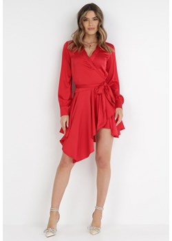 Czerwona Sukienka Satynowa Clyminna ze sklepu Born2be Odzież w kategorii Sukienki - zdjęcie 172030517