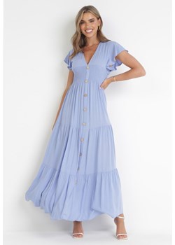 Jasnoniebieska Sukienka z Wiskozy Heeny ze sklepu Born2be Odzież w kategorii Sukienki - zdjęcie 172030879