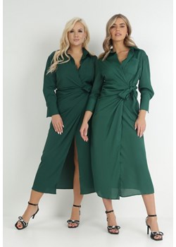 Zielona Sukienka Kopertowa Zaso ze sklepu Born2be Odzież w kategorii Sukienki - zdjęcie 172031106