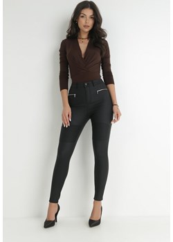 Czarne Spodnie Skinny z Imitacji Skóry Telie ze sklepu Born2be Odzież w kategorii Spodnie damskie - zdjęcie 172031118