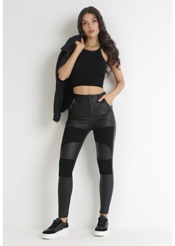 Czarne Spodnie Skinny z Imitacji Skóry Ziga ze sklepu Born2be Odzież w kategorii Spodnie damskie - zdjęcie 172031226