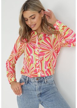 Różowa Koszula z Geometrycznym Wzorem Maevi ze sklepu Born2be Odzież w kategorii Koszule damskie - zdjęcie 172031336