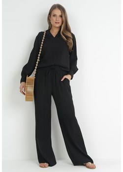 Czarne Spodnie z Gumką w Pasie Angelona ze sklepu Born2be Odzież w kategorii Spodnie damskie - zdjęcie 172031737