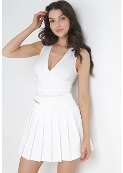 Biała Rozkloszowana Spódnica Mini z Zakładkami Phexis ze sklepu Born2be Odzież w kategorii Spódnice - zdjęcie 172031767