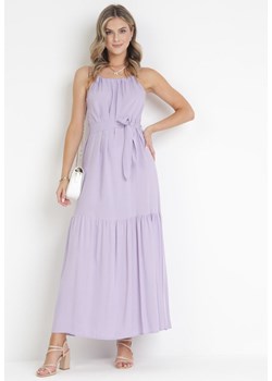 Fioletowa Rozkloszowana Sukienka Maxi na Ramiączkach Awlia ze sklepu Born2be Odzież w kategorii Sukienki - zdjęcie 172031885