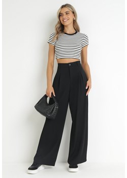 Czarne Szerokie Spodnie z Wysokim Stanem Lacis ze sklepu Born2be Odzież w kategorii Spodnie damskie - zdjęcie 172031917