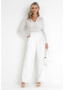 Białe Szerokie Spodnie z Wysokim Stanem Lacis ze sklepu Born2be Odzież w kategorii Spodnie damskie - zdjęcie 172031919