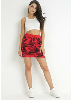 Czerwona Krótka Spódnica z Gumką i Sznurkiem w Pasie Parnella ze sklepu Born2be Odzież w kategorii Spódnice - zdjęcie 172032147