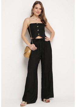 Czarne Szerokie Spodnie z Wiskozy Zyona ze sklepu Born2be Odzież w kategorii Spodnie damskie - zdjęcie 172032199