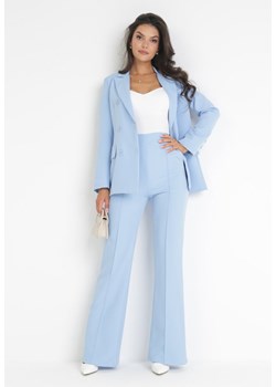 Niebieskie Garniturowe Spodnie z Szerokimi Nogawkami i Gumką w Pasie Leilma ze sklepu Born2be Odzież w kategorii Spodnie damskie - zdjęcie 172032376