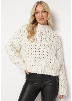 Jasnobeżowy Szydełkowy Sweter z Półgolfem Nivadi ze sklepu Born2be Odzież w kategorii Swetry damskie - zdjęcie 172032799