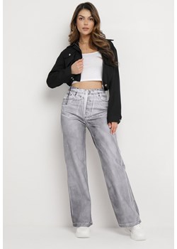 Szare Jeansy z Szerokimi Nogawkami i Przetarciami Lemara ze sklepu Born2be Odzież w kategorii Jeansy damskie - zdjęcie 172032918