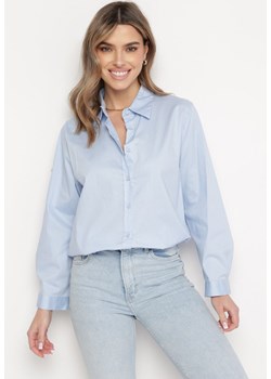Jasnoniebieska Klasyczna Koszula z Bawełny Oversize Heriadie ze sklepu Born2be Odzież w kategorii Koszule damskie - zdjęcie 172033005