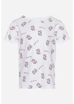 Biała Bawełniana Koszulka T-shirt z Uroczym Kotkiem i Napisem Auriells ze sklepu Born2be Odzież w kategorii Bluzki dziewczęce - zdjęcie 172033158