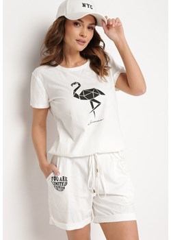 Biały Bawełniany Komplet na Lato T-shirt i Szorty z Nadrukiem Emorals ze sklepu Born2be Odzież w kategorii Komplety i garnitury damskie - zdjęcie 172033225