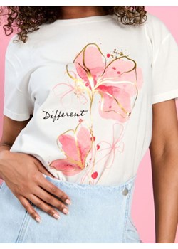 Sinsay - Koszulka z nadrukiem - kremowy ze sklepu Sinsay w kategorii Bluzki damskie - zdjęcie 172034345