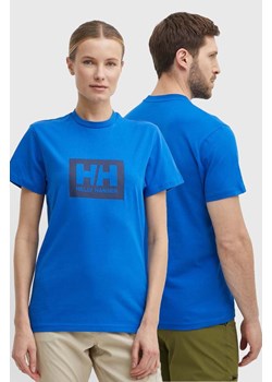 Helly Hansen t-shirt bawełniany kolor niebieski z nadrukiem ze sklepu ANSWEAR.com w kategorii T-shirty męskie - zdjęcie 172035137