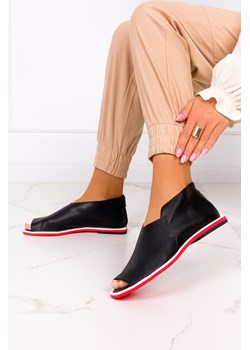 Czarne sandały zabudowane z zamkiem na pięcie polska skóra Casu 4080 ze sklepu Casu.pl w kategorii Sandały damskie - zdjęcie 172036986