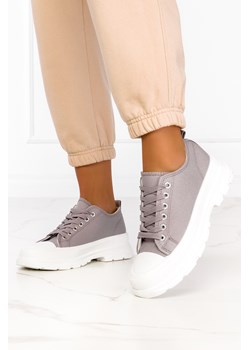 Szare trampki na platformie damskie buty sportowe sznurowane Casu ZY202-26 ze sklepu Casu w kategorii Trampki damskie - zdjęcie 172039355