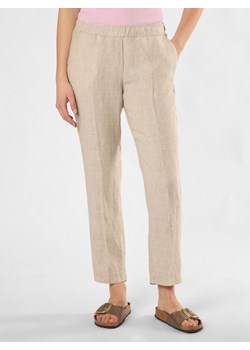 BRAX Lniane spodnie - Maron S Kobiety len beżowy wzorzysty ze sklepu vangraaf w kategorii Spodnie damskie - zdjęcie 172046135
