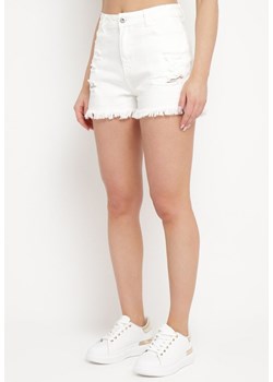 Białe Szorty Jeansowe Ozdobione Przetarciami Liatessa ze sklepu Born2be Odzież w kategorii Szorty - zdjęcie 172046377