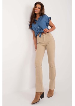 Jeansowe spodnie damskie bootcut beżowe ze sklepu 5.10.15 w kategorii Jeansy damskie - zdjęcie 172048319