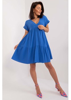 Luźna bawełniana sukienka damska - ciemnoniebieska ze sklepu 5.10.15 w kategorii Sukienki - zdjęcie 172048356