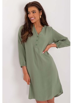 Koszulowa damska sukienka z wiskozy khaki ze sklepu 5.10.15 w kategorii Sukienki - zdjęcie 172048368