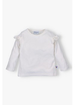 Bluzka dziewczęca z długim rękawem biała z falbanką - I Love Colors ze sklepu 5.10.15 w kategorii Bluzki dziewczęce - zdjęcie 172048397