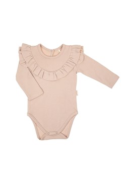 Bawełniane body dziewczęce z długim rękawem beżowe ze sklepu 5.10.15 w kategorii Body niemowlęce - zdjęcie 172048418