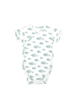 Bawełniane kopertowe body niemowlęce z krótkim rękawem w chmurki ze sklepu 5.10.15 w kategorii Body niemowlęce - zdjęcie 172048426