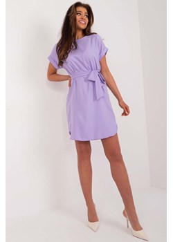 Fioletowa sukienka krótka damska z paskiem ze sklepu 5.10.15 w kategorii Sukienki - zdjęcie 172048436