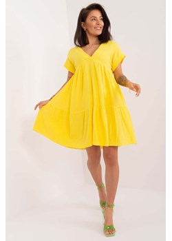 Luźna bawełniana sukienka damska - żółta ze sklepu 5.10.15 w kategorii Sukienki - zdjęcie 172048448