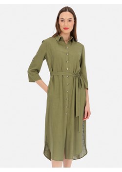 Zielona sukienka koszulowa z lnem Potis & Verso Toni ze sklepu Eye For Fashion w kategorii Sukienki - zdjęcie 172048659