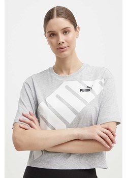 Puma t-shirt bawełniany POWER damski kolor szary 677896 ze sklepu ANSWEAR.com w kategorii Bluzki damskie - zdjęcie 172051226