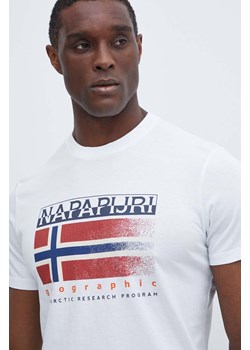 Napapijri t-shirt bawełniany S-Kreis męski kolor biały z nadrukiem NP0A4HQR0021 ze sklepu ANSWEAR.com w kategorii T-shirty męskie - zdjęcie 172051396
