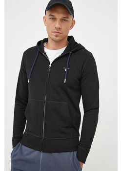 Gant bluza męska kolor czarny z kapturem gładka ze sklepu ANSWEAR.com w kategorii Bluzy męskie - zdjęcie 172051755