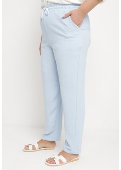 Jasnoniebieskie Bawełniane Spodnie Szerokie z Gumką i Sznurkiem w Talii  Effimue ze sklepu Born2be Odzież w kategorii Spodnie damskie - zdjęcie 172056256