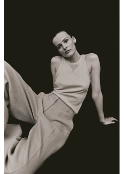 H & M - Koszulka z domieszką jedwabiu - Beżowy ze sklepu H&M w kategorii Bluzki damskie - zdjęcie 172056917