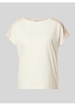 T-shirt z koronką szydełkową i okrągłym dekoltem ze sklepu Peek&Cloppenburg  w kategorii Bluzki damskie - zdjęcie 172057125