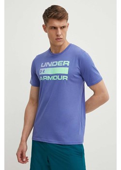 Under Armour t-shirt męski kolor fioletowy z nadrukiem 1329582 ze sklepu ANSWEAR.com w kategorii T-shirty męskie - zdjęcie 172062517